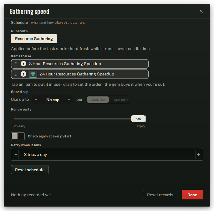 Gathering speed — runs with Resource Gathering.