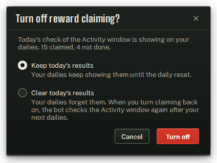 The question the gift asks when you turn claiming off after today's checks.