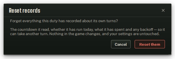 Reset records asks before it forgets anything.
