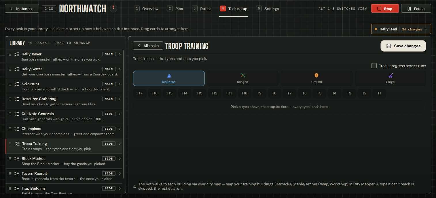 A task's form open, with an unsaved change so Save changes is showing.